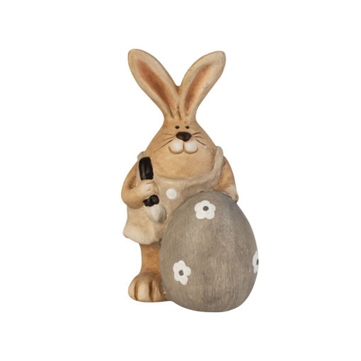 Picture of CERAMIC RABBIT WITH BROWN EGG 15CM